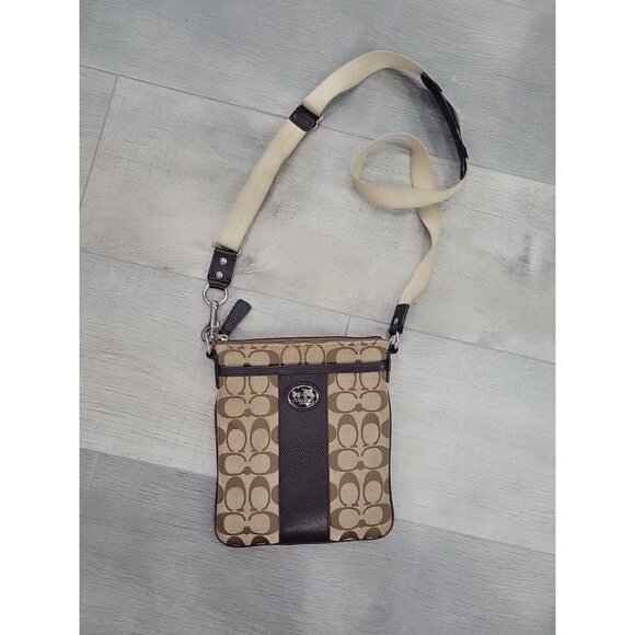 Coach Sutton Swingpack Crossbody #43976 Brown and Pink Canvas Vintage Y2K - Picture 1 of 8